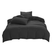 Bwiyojiz Count 4pcs 70.86x86.61"+90.55x90.55"+29.13x18.89" All-Season Bedding Set 4-Piece Washable Solid Color Bed Sheet Duvet Cover and Pillowcases Home Bedroom, 98%Cotton,2%Spandex, Black