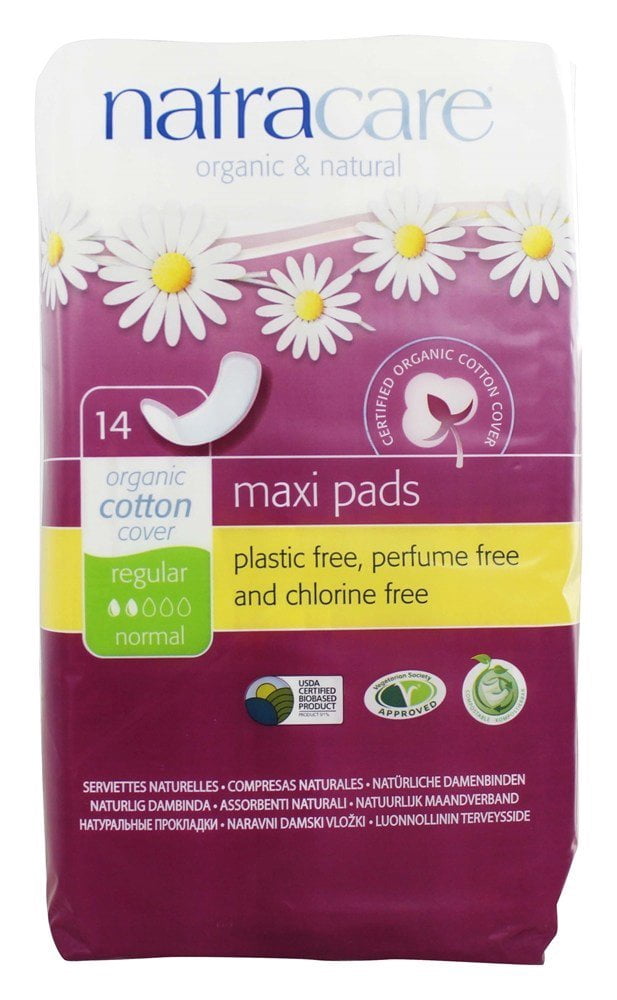Natracare - Serviettes Hygiéniques Maxi en Coton Naturel Régulières - 14 Serviette(s)