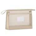 thumbnail image 1 of SLYNSHome Mesh Zipper Pouch Transparent Lightweight Nylon File Folders,A4 Size Multi-Layer Subject Document Organizer Accessories Storage Bag for Office Supplies - Khaki, 1 of 6
