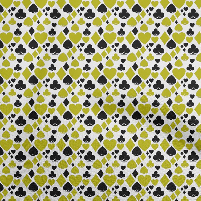 oneOone Polyester Spandex Green Fabric Poker Card Sewing Craft Projects Fabric Prints By Yard 56 Inch Wide