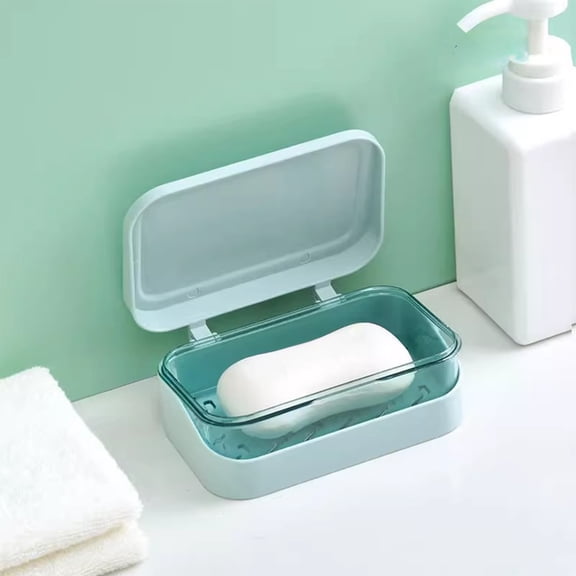 Meitianfacai Soap Stand Soap Dish With Drainage Soap Box Soap Stand Portable Bathroom Handy Sanitizer Box Box Bathroom Shower Household Soap Box, Blue