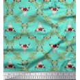 thumbnail image 1 of Soimoi Green Moss Georgette Fabric Floral & Cow Skull Head Damask Print Sewing Fabric Yard 42 Inch Wide, 1 of 4