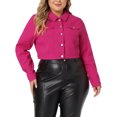 thumbnail image 1 of Agnes Orinda Tenues en Jean à Boutons pour Femmes Grande Taille Mode Vestes en Denim Raccourcies 2X Rose Vif, 1 of 6