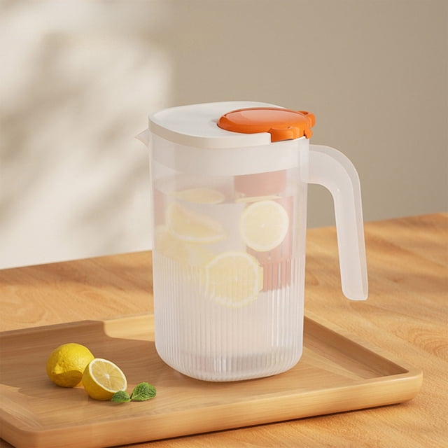 Fufafayo Large-Capacity Water Pitcher, 2200ML High-Temperature Jug, Refrigerator Beverage Bucket, Plastic Fruit Tea Pitcher for Summer Drinks Kitchen Dining Room