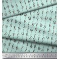 thumbnail image 2 of Soimoi Green polyester Crepe Fabric Floral Alphabet Text Print Fabric by the Yard 52 Inch Wide, 2 of 5