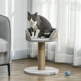 thumbnail image 2 of PawHut Small Cat Tree with Scratching Post, Perch, Toy Ball, Grey, 2 of 10