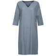 thumbnail image 2 of 2025 et Robe Courte en Lin pour Femmes à Manches Vacances Semi-Décontractée Robe Maxi Longueur Petite Robe à Col en V Mini d'Été pour Femmes Robes de Travail pour Femmes Robe Couleur Unie Femmes Robe d'Été pour Femmes, 2 of 7
