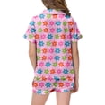 thumbnail image 3 of MIASHUI Girls Pajamas Set Flower Pattern Button-Down Sleepwear 2 Piece Nightwear,Pink,6-7 Years, 3 of 4