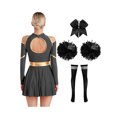 thumbnail image 2 of iiniim Uniforme Sportif de Cheerleading Classique de Lycée pour Femmes Cheerio Robe Fantaisie Noir A TG, 2 of 7