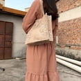 thumbnail image 3 of Beach Bag Foldable Lace Design High Capacity Square Exquisite Clothing Matching Wear-resistant Women Embroidery Tote Handbag Daily Use, 3 of 11
