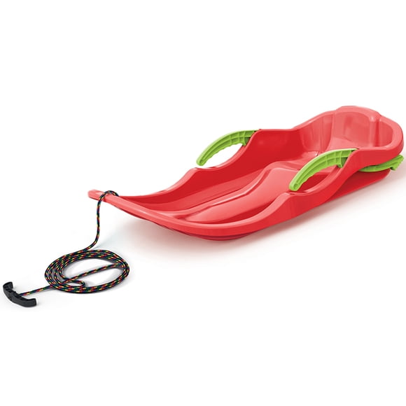 ArcticThrill Snow Sled for Kids - IcePulse Sledge - Single Rider Racer Toboggan with Pull Rope and Brake Handles; Outdoor Plastic Winter Sleigh for Toddlers & Kids