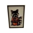 thumbnail image 1 of Raton laveur avec citrouille dans un cadre, 1 of 5