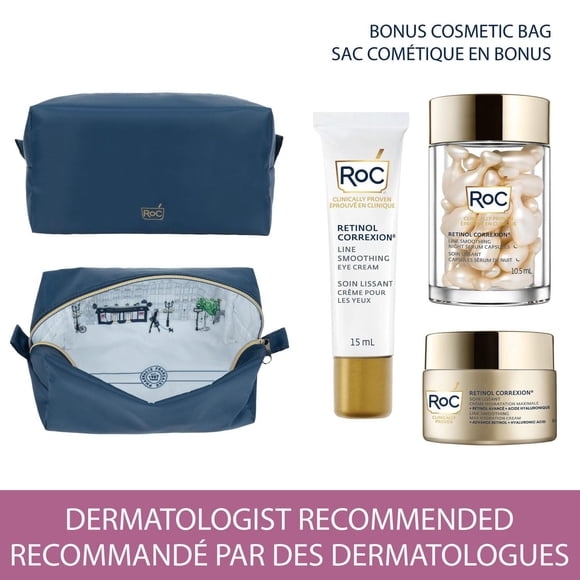 RoC Skincare - Retinol Correxion®️ - Kit de soins anti-rides et trousse à cosmétiques offerte