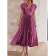 thumbnail image 2 of Robes d'Été pour Femmes 2023 Robes pour Femmes Liquidation Robe Élégante pour Femmes à Col en V Ample Sans Manches à Fermeture Éclair Sans Manches Dos Nu, 2 of 7