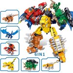 670pcs 6 IN 1 Transformation Robot Dinosaur Building Blocks Assemble Dino Construction Figures Bricks Educational Toys Kids