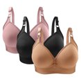 thumbnail image 2 of Bras for Women, 3PC Womans Solid Color Daily Bra Without Steel Ring Gathering Bras, 2 of 3