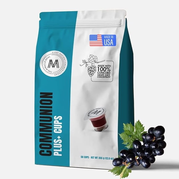 Travel Pack: The Miracle Meal Pre-Filled Communion Plus+ Cup - Bag of 50 with Wafer & 100% Grape Juice