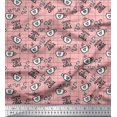 thumbnail image 1 of Soimoi Pink Rayon Crepe Fabric Coffee & CHill Text Printed Fabric 1 Yard 46 Inch Wide, 1 of 1