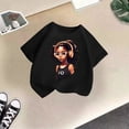thumbnail image 3 of MEZZALL T-Shirt Graphique Mignon pour Fille, Col Rond, Manches Courtes, Tee d'Été Décontracté, T-Shirts Hauts, Noir, 9-10 Ans, 3 of 3