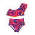 thumbnail image 2 of LSLJS Toddler Baby Girls Tie-Dye Ruffle Swimwear One Shoulder Bathing Suit Bikini Set, Baby Swimwear, 2 of 9