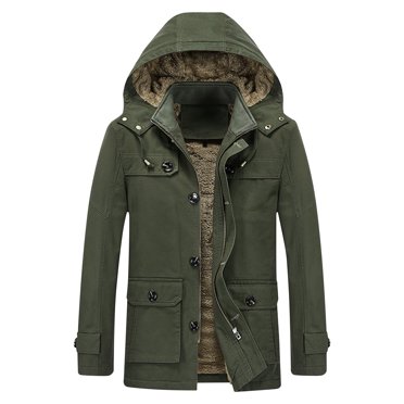 WRKEKC Manteau d'Hiver pour Homme, Poids Lourd, Capuche Amovible, Parka Isolée avec Multiples Poches pour Froid Extrême, Chaleur Urbaine, Vert Armée, TG