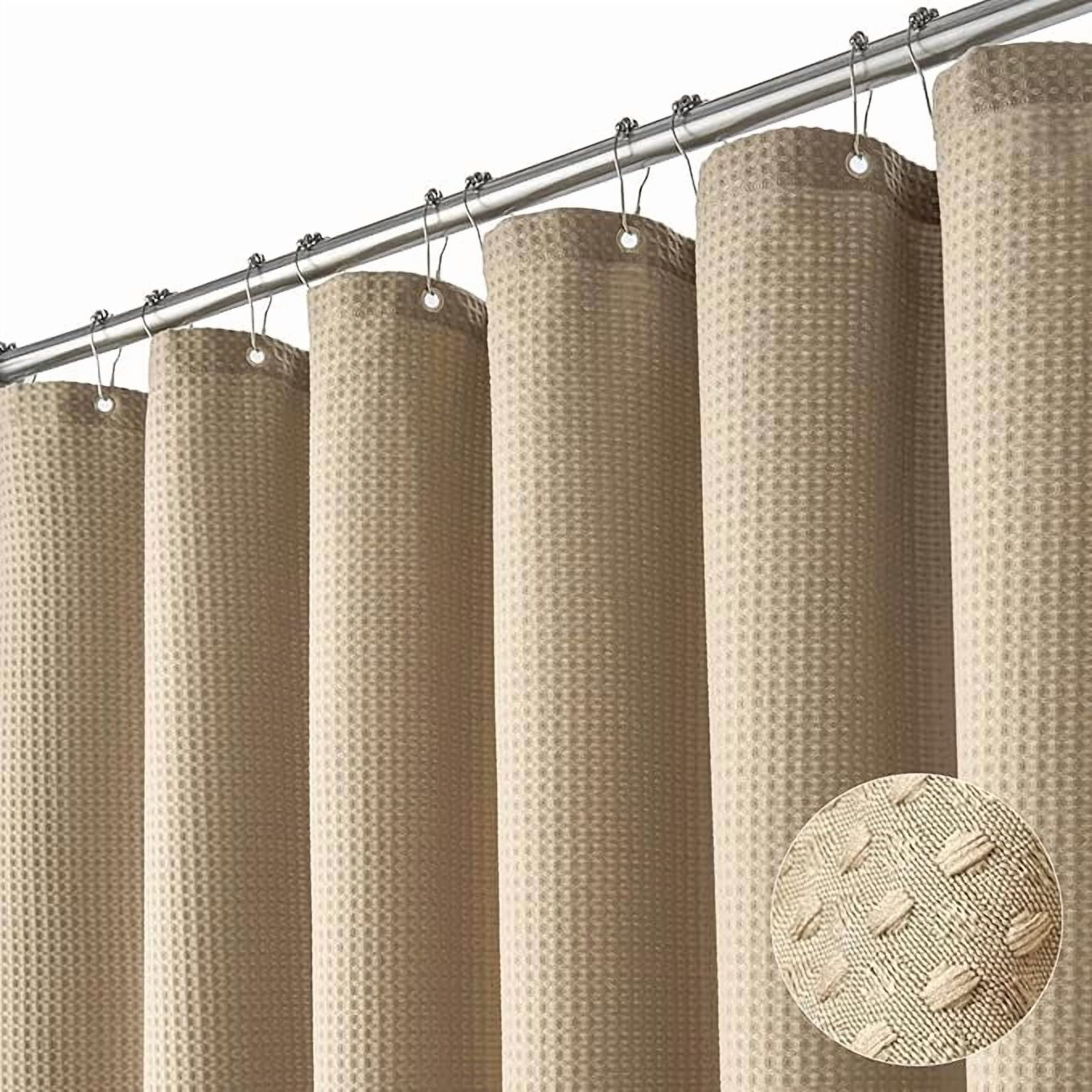 suxuMhao Waffle Pattern Waterproof Shower Curtain, 71×71in 1pc Shower Curtain Liner for Bathroom, Shower Liners with 12 Plastic Hooks as a Gift, Stylish Shower Curtains for Bathroom Decor​,Beige