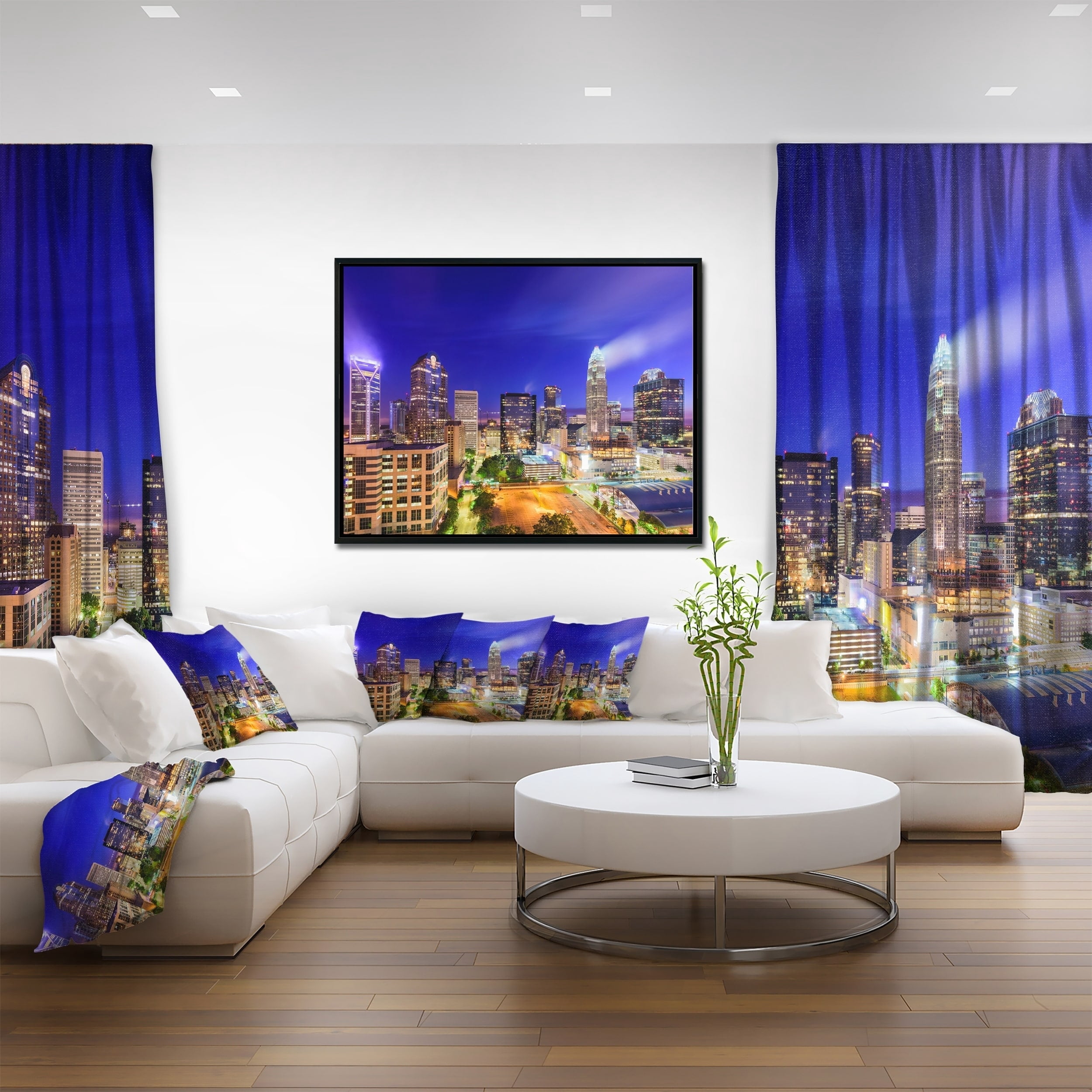 Design Art Charlotte North Carolina Cityscape Framed Canvas Art Print