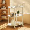 thumbnail image 3 of YIMWNYI Rolling Side Table with Wheels, 2-Tier Portable End Table, Mobile Nightstand, Storage Organizer for Small Spaces, Bedroom, Living Room, and Kitchen with Silent Rolling Wheels, 3 of 6