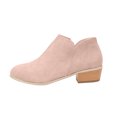 thumbnail image 2 of Women's Short Suede Pointed Toe Solid Color Sleeve Short Tube Mid Heel Retro Ankle Boots, 2 of 5