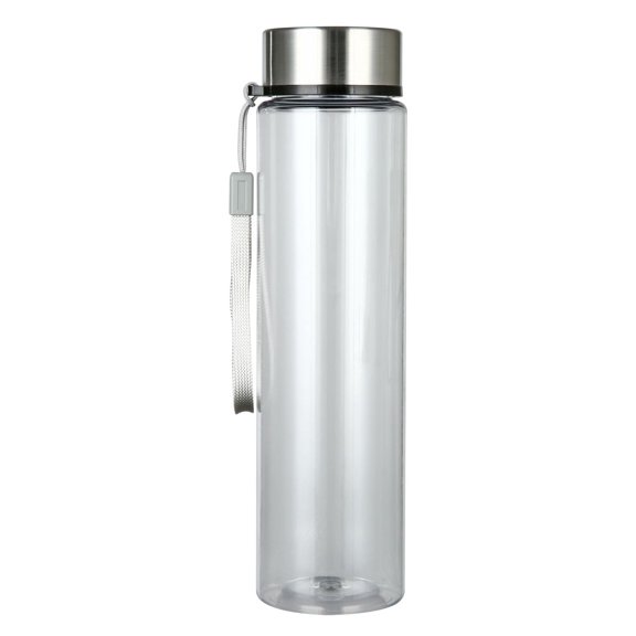 Bouteille d'eau transparente en plastique Mainstays de 18 oz avec couvercle à vis en acier inoxydable et sangle
