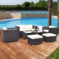 thumbnail image 3 of Costway 6pcs Patio Rattan Wicker Furniture Set Loveseat Ottoman Cushioned Garden, 3 of 10
