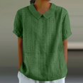thumbnail image 2 of JIRNDf Chemises pour Femmes Hauts Tendance Été Col à Revers Manches Courtes Mode Tunique Décontractée Blouse Verte TTG, 2 of 6
