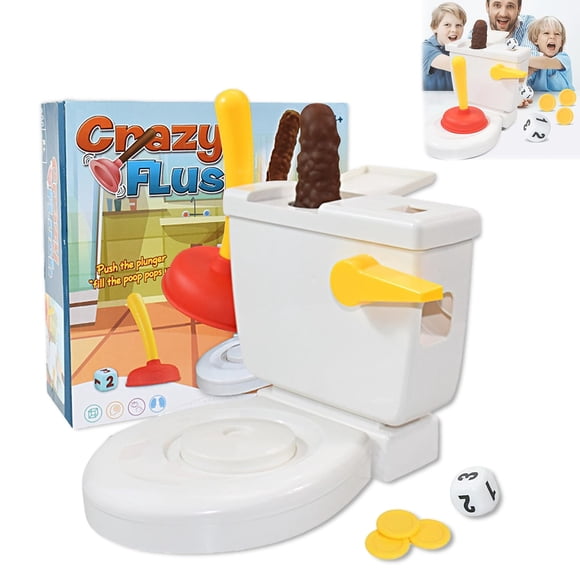 Riforla Funny Toilet Trick Toy Flush Frenzy Fun Crazy Toilet Flush Game The Flying Poop for 2 4 Players Hilarious Family Game Creative & Joke Toys for Adults and Kids Novelty funny toy White