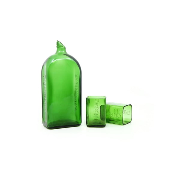 WASABOTTLE GREEN JÄGERMEISTER Water Jug Set | Everyday Drinking Set with Matching Glassware For Drinking ,Glasses  Set for Cocktails, Juice & Wine(6 Glasses Only)