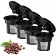 thumbnail image 1 of Jinsinto Tasses K Réutilisables, Lot de 4 Filtres à Café Réutilisables à Ajustement Universel avec Maille en Acier Inoxydable de Qualité Alimentaire, Dosettes de Café Réutilisables Écologiques pour Cafetières Keurig 1.0 et 2.0 (Noir), 1 of 5