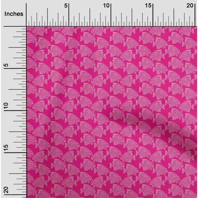 oneOone Cotton Cambric Fabric Fish Block Decor Fabric Printed BTY 56 Inch Wide