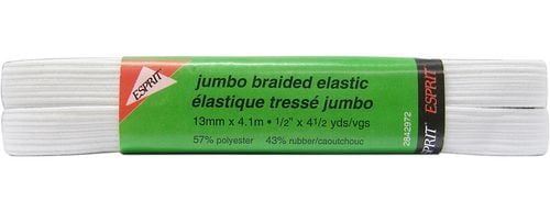 UNIQUE CREATIV blanc Jumbo Braided Elastic, 13 mm (0.51 in), 1 m (1.09 yd)