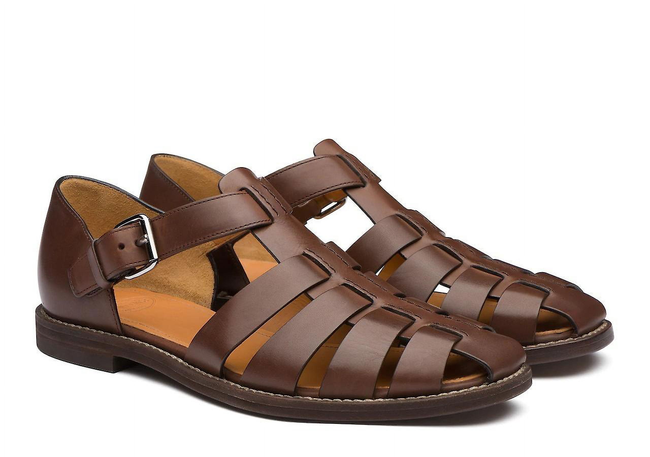 Stay Comfortable And Protected Men's Closed Toe Sport Sandals Handcrafted Leather Sandal