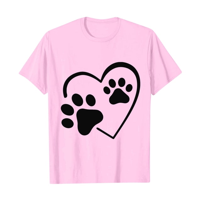 Plebaso T-Shirts pour Femmes à Imprimé Cœur, Col Rond, Coupe Ample, T-Shirts Décontractés à Manches Courtes, T-Shirts Graphiques pour Femmes