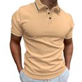 thumbnail image 1 of Styesk T-Shirts pour Homme Mode Loisirs Couleur Unie Polyvalent Bouton Col Rabattu Manche Courte Haut, 1 of 2