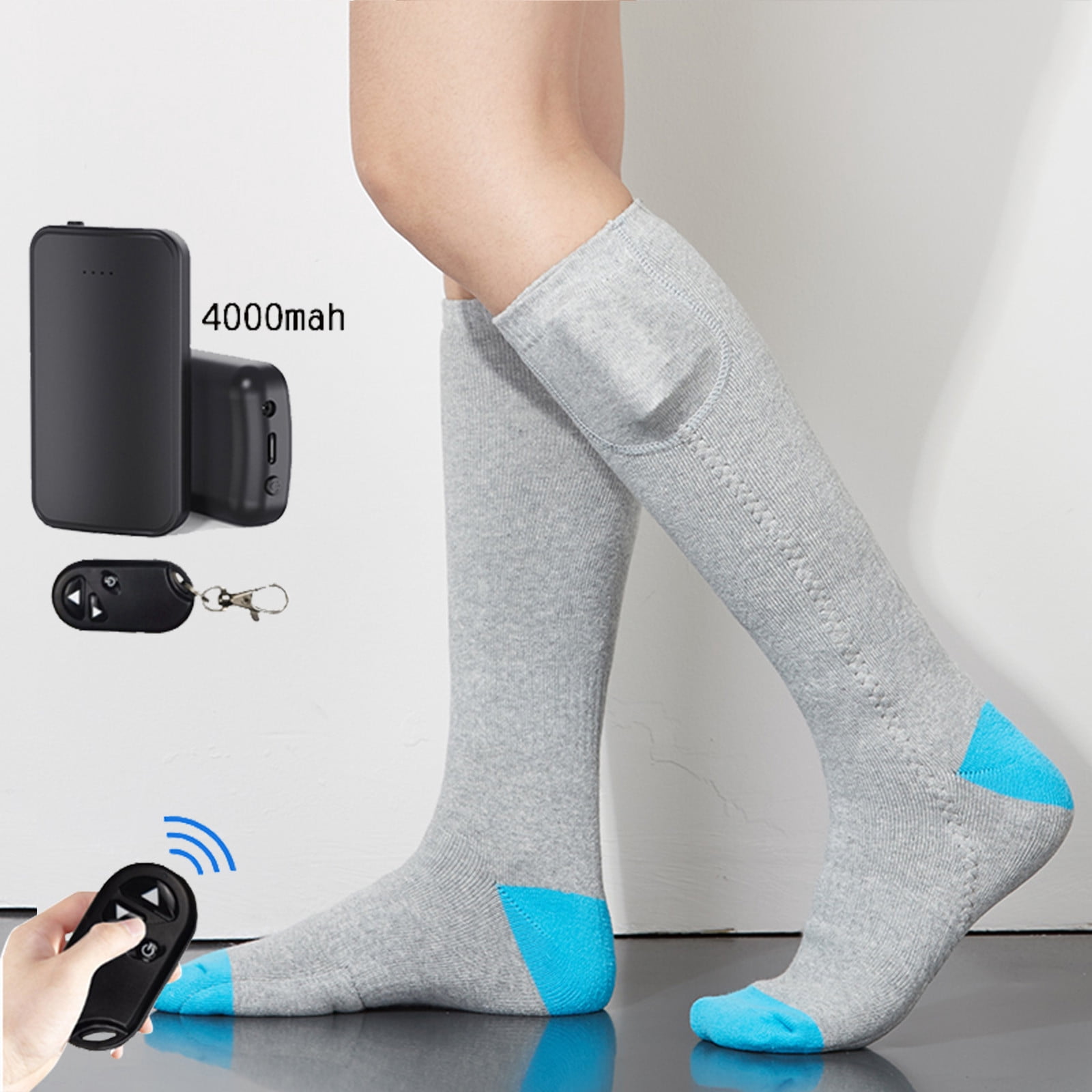 Men And Women Unisex Rechargeable Electric Heated Socks Battery Powered Comfortable Winter Socks Sport Outdoor Hunting Camping Hiking Warm Socks Sports Socks Blue(Do Not Contain Battery)