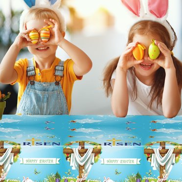 EGNMCR Easter Decorations, Easter Ornaments 107x53 Inches Easter Tablecloths Party Tablecloths Waterproof Oil Resistants Disposable Birthday Party Decoration Tablecloths plastic disposable tablecloth