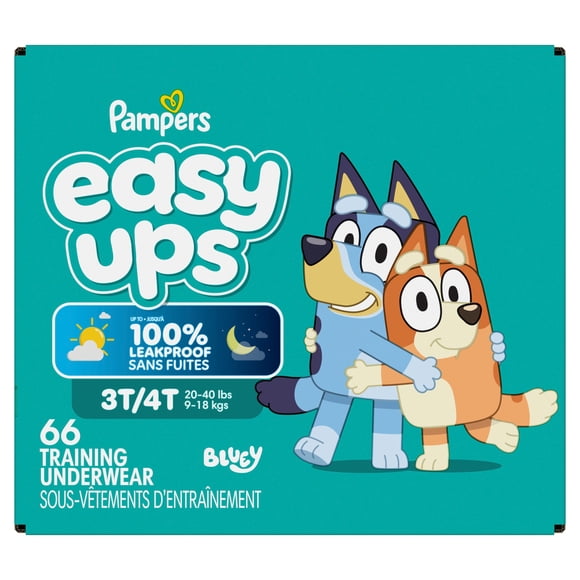 Pampers Easy Ups Girls & Boys Potty Training Pants, Size 5 (3T4T), Bluey Absorbent Training Underwear, Up to 100% Leakproof Day and Night, Hypoallergenic