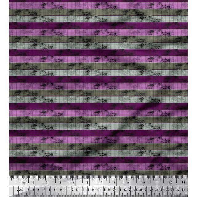 Soimoi Rayon Fabric Check & Horizontal Stripe Print Sewing Fabric Yard 42 Inch Wide