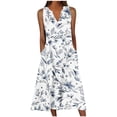thumbnail image 3 of EQWLJWE Robes pour Femmes 2023 Élégantes Robe d'Été pour Femmes Design Décontracté Robe Dégradée Sans Manches Col en V Longue Robe Liquidation Robes pour Femmes, 3 of 6