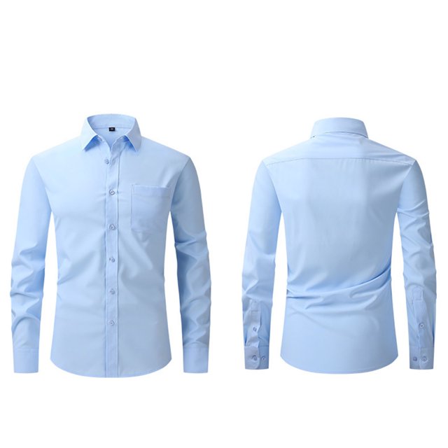 Dress Shirts for Men with Pocket Long Sleeve Big & Tall Tshirts Shirt Button-Down Collared Wrinkle-Free Solid Color Business Work Tops