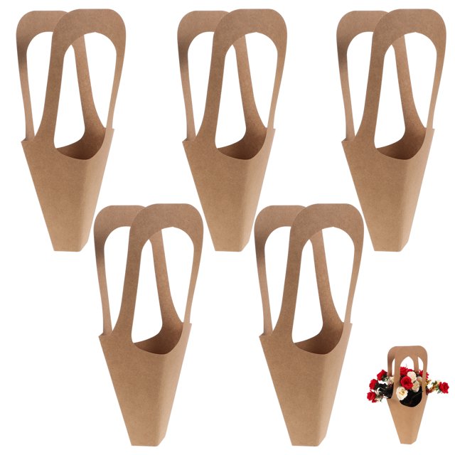 5Pcs Paper Flower Bags Floral Packing Bags Paper Gift Tote Bag Flower Bouquet Gift Wrapping Bag