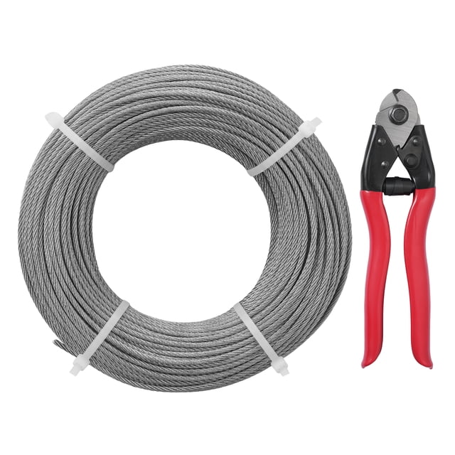 VEVOR T316 Deck Railing Cable, 1/8" Stainless Steel Wire Rope 300 ft with Cutter Kit, 7x7 Strands Construction Marine Aircraft Grade