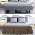 thumbnail image 3 of PiccoCasa Polyester Brushed Bed Skirt with Elastic Dust Ruffles 16" Drop, King Dark Brown, 3 of 9