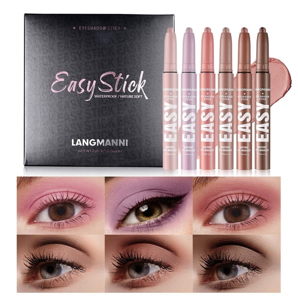 RKSTN Eyeshadow Palette Eyeshadow Stick 6 PCS Multi-Color Eyeshadow Pen Set Creamy Long-Lasting Eye Makeup Kit Natural Shades R Stick Perfect Gifts Eyeshadow Palette